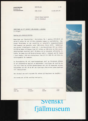 Svenskt fjällmuseum. Förslag till uppbyggnad av ett svenskt fjällmuseum i Jokkmokk innehållande