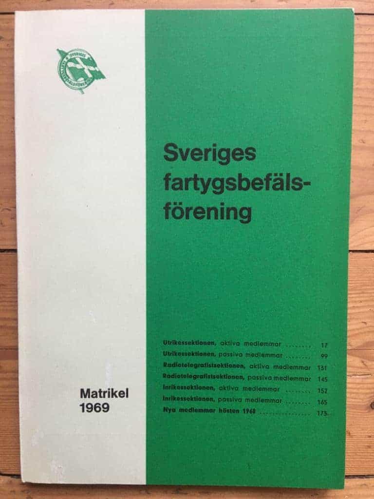 Sveriges fartygsbefälsförening Matrikel 1969