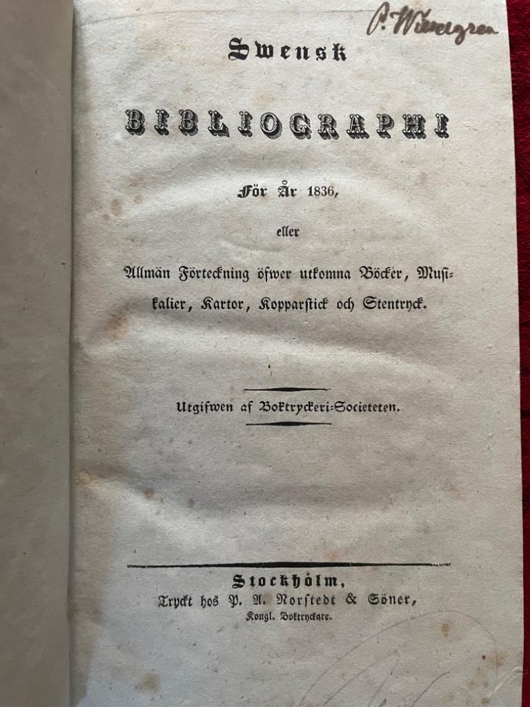 Swensk Bibliographi 1833 - 1838