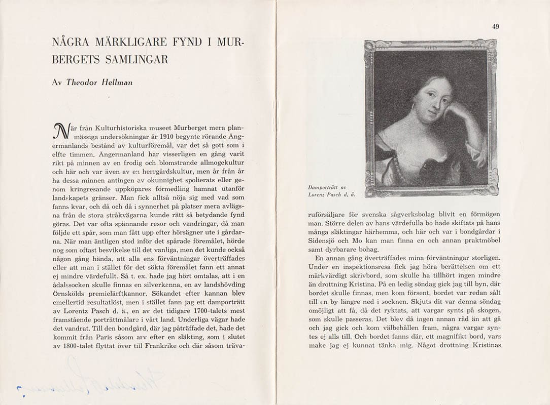 Theodor Hellman : Några märkliga fynd i Murbergets samlingar