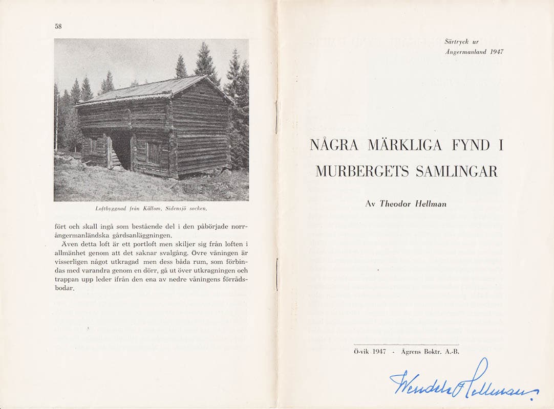Theodor Hellman : Några märkliga fynd i Murbergets samlingar