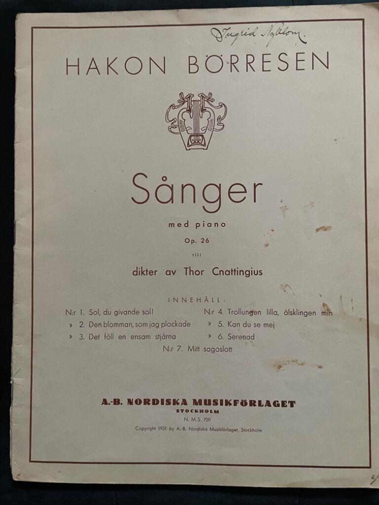 Thor Cnattingius Hakon Börresen : Sånger med piano Op. 26