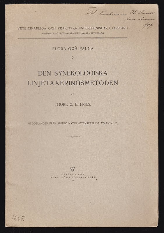 Thore C. E. Fries : Den synekologiska linjetaxeringsmetoden