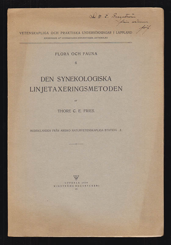 Thore C. E. Fries : Den synekologiska linjetaxeringsmetoden
