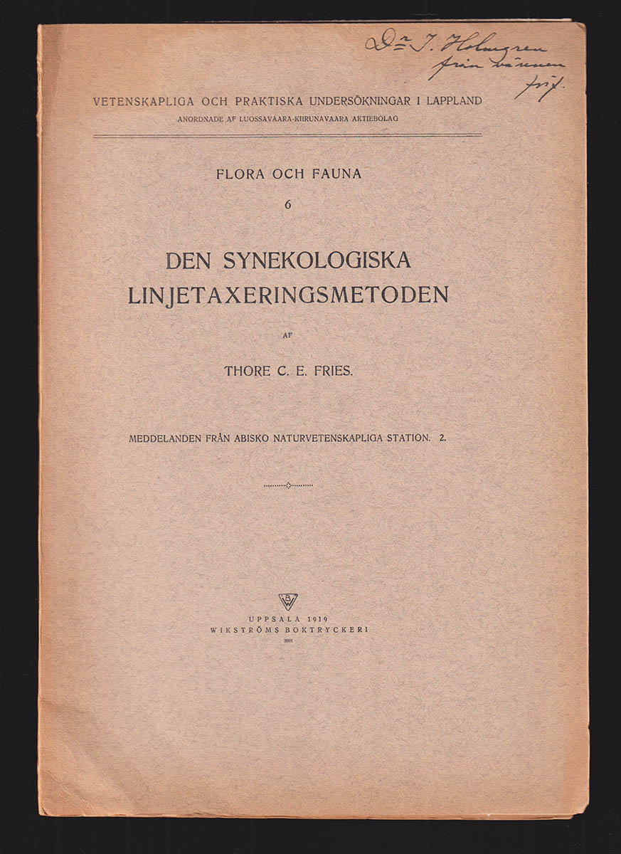 Thore C. E. Fries : Den synekologiska linjetaxeringsmetoden