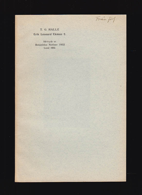 Thore G. Halle : Erik Leonard Ekman. 14 dec. 1883,  15 jan. 1931. In memoriam