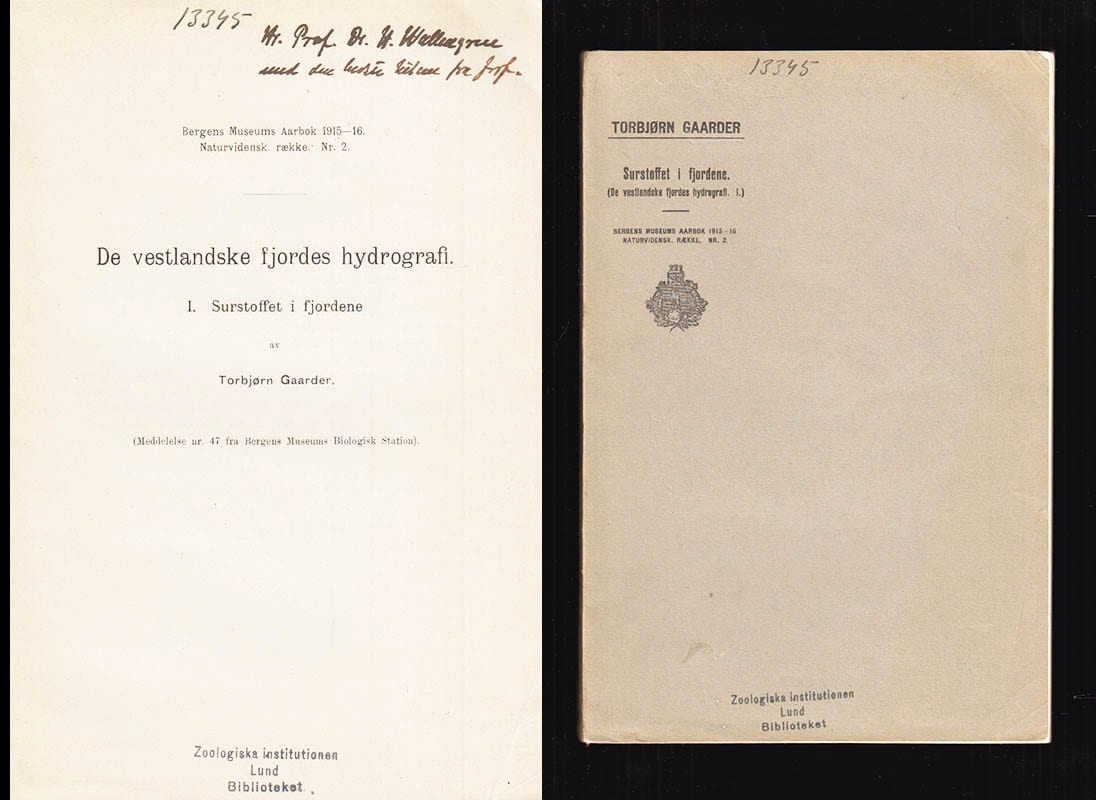 Torbjørn Gaarder : De vestlandske fjordes hydrografi. Del I