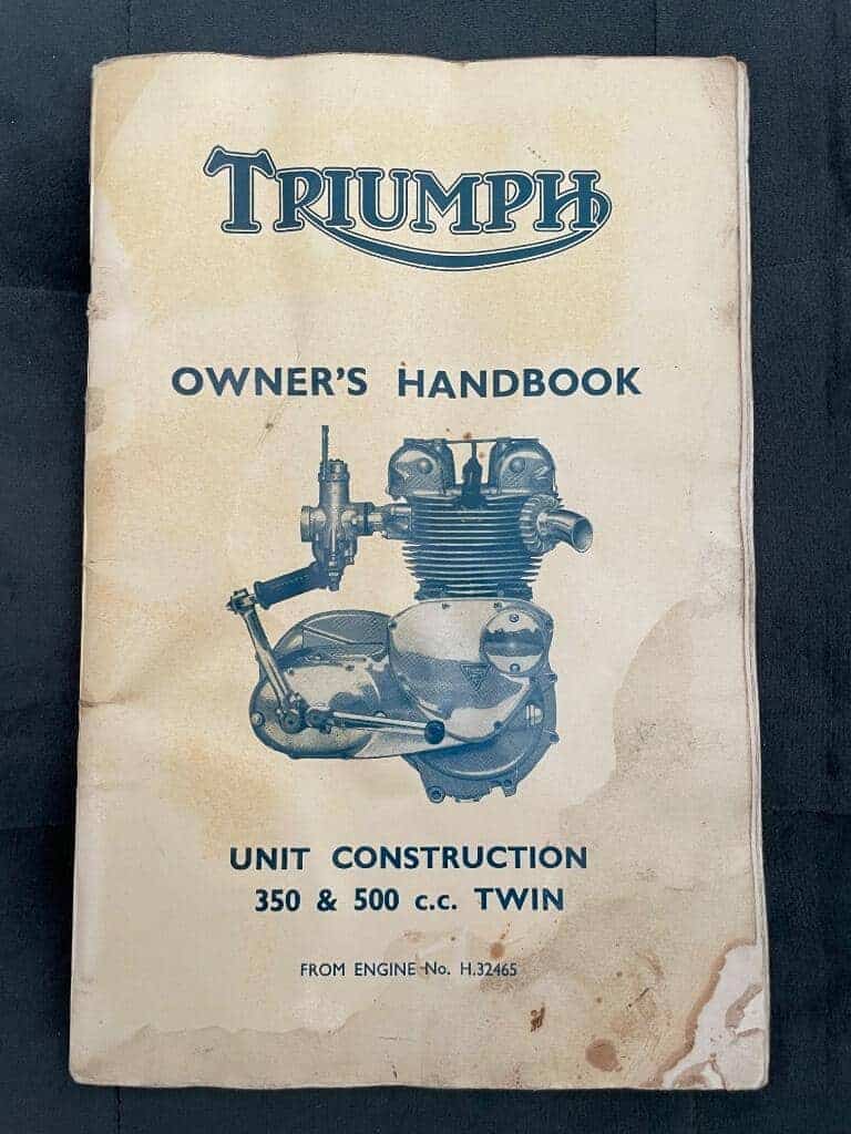TRIUMPH OWNERS HANDBOOK UNIT CONSTRUCTION 350 & 500 C.C. TWIN From Engine No. H.32465