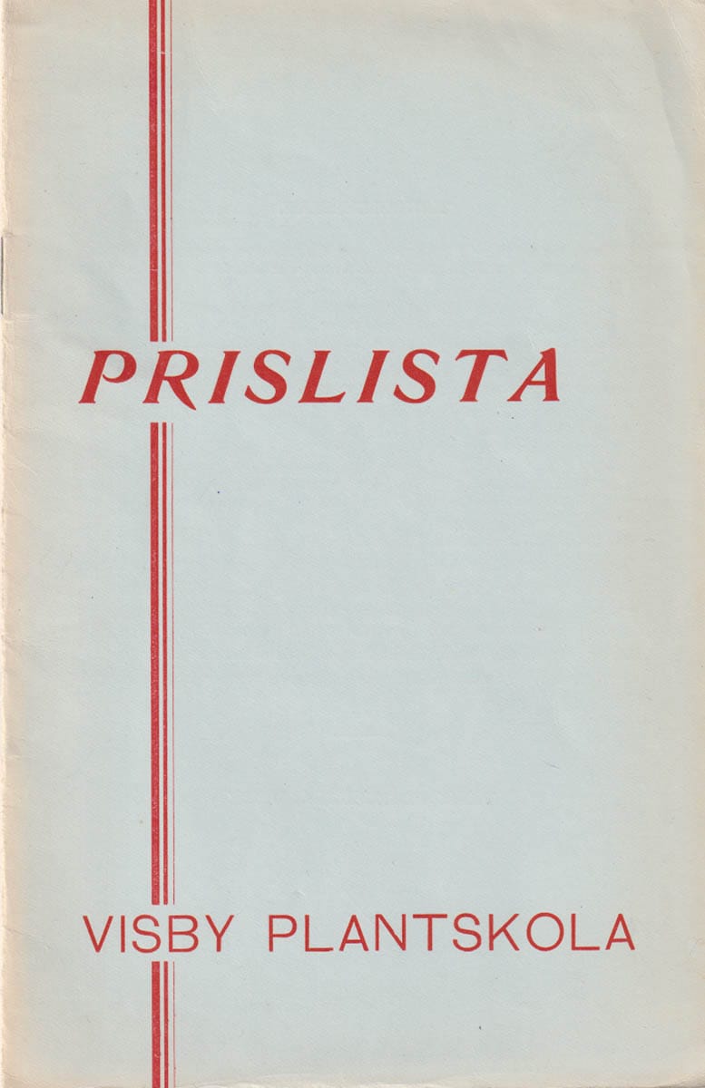 Visby plantskola. Prislista Hösten 19545 - Våren 1955
