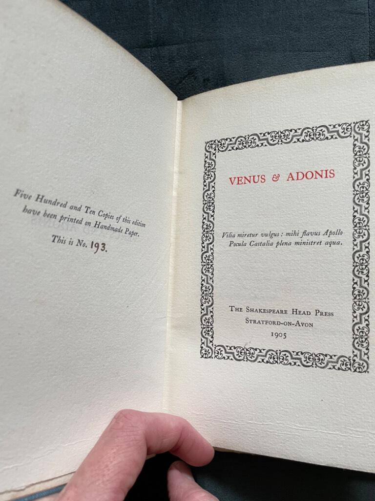 William Shakespeare : Venus & Adonis